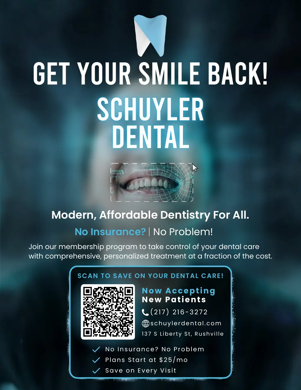 Schuyler Dental new patient promotional flyer